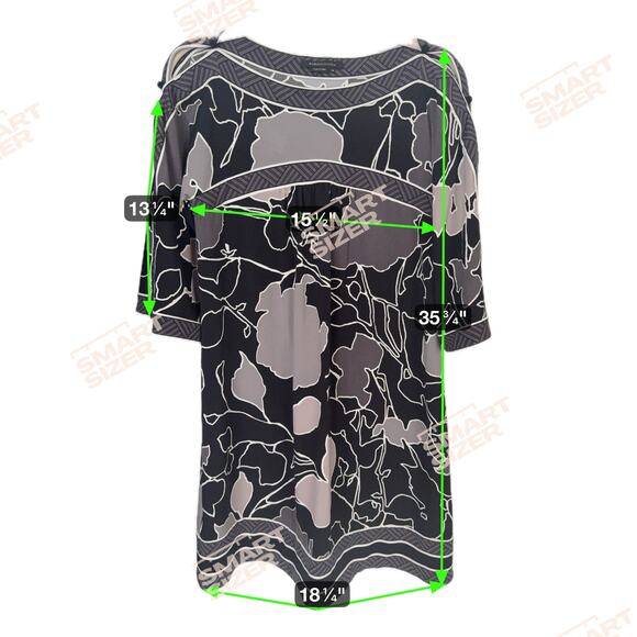 BCBGMAXAZRIA Black & Grey Shift Dress Kimono Oriental Medium Classic Career Fall - Picture 7 of 7